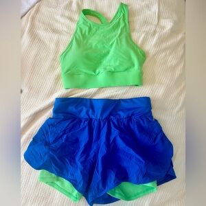 Fabletics Athletic Shorts & Sports Bra Matching Set | Shorts XS | Bra XXS